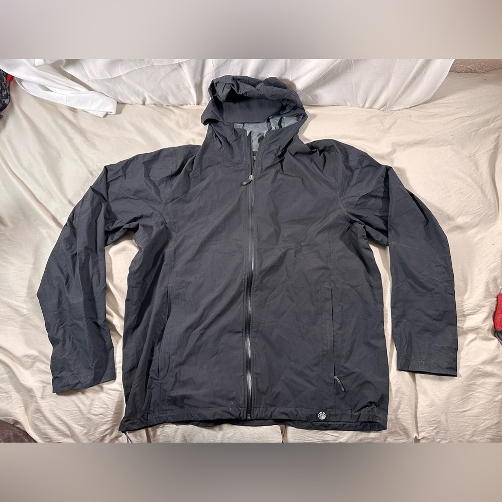 Rei Co Op Jacket Mens Black Hoodie Full Zip Coat Rain Windbreaker Men X-Large
